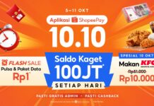 ​Banjir Promo 10.10 di Aplikasi ShopeePay: Makan KFC Cuma Rp10 Ribu hingga Berburu Saldo Kaget Rp100 Juta